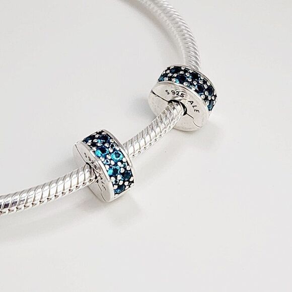 Pandora Green Blue Mosaic Clip Charms - Picture 2 of 3